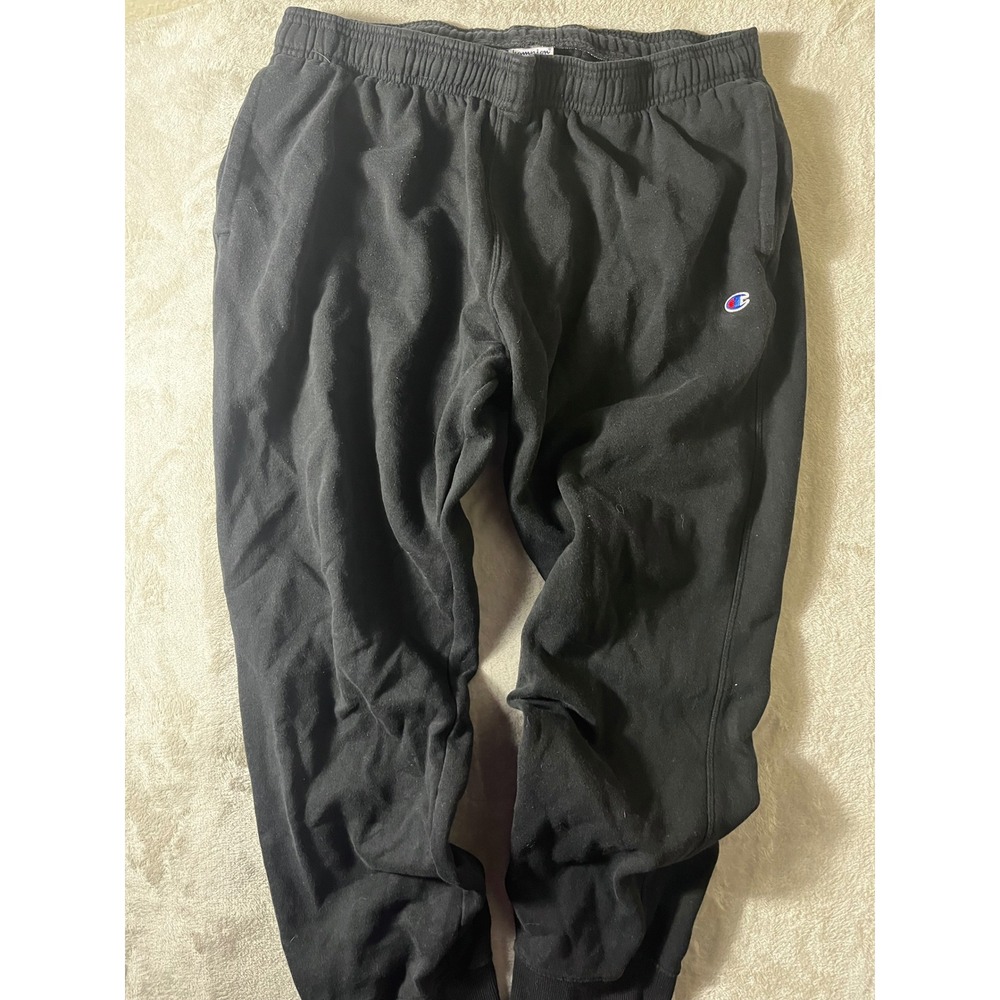 Champion Mens 2XL Black Authentic Athleticwear Fleece Jogger Sweatpants C Logo